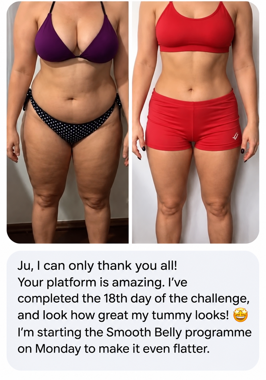Customer-submitted progress photos and experience