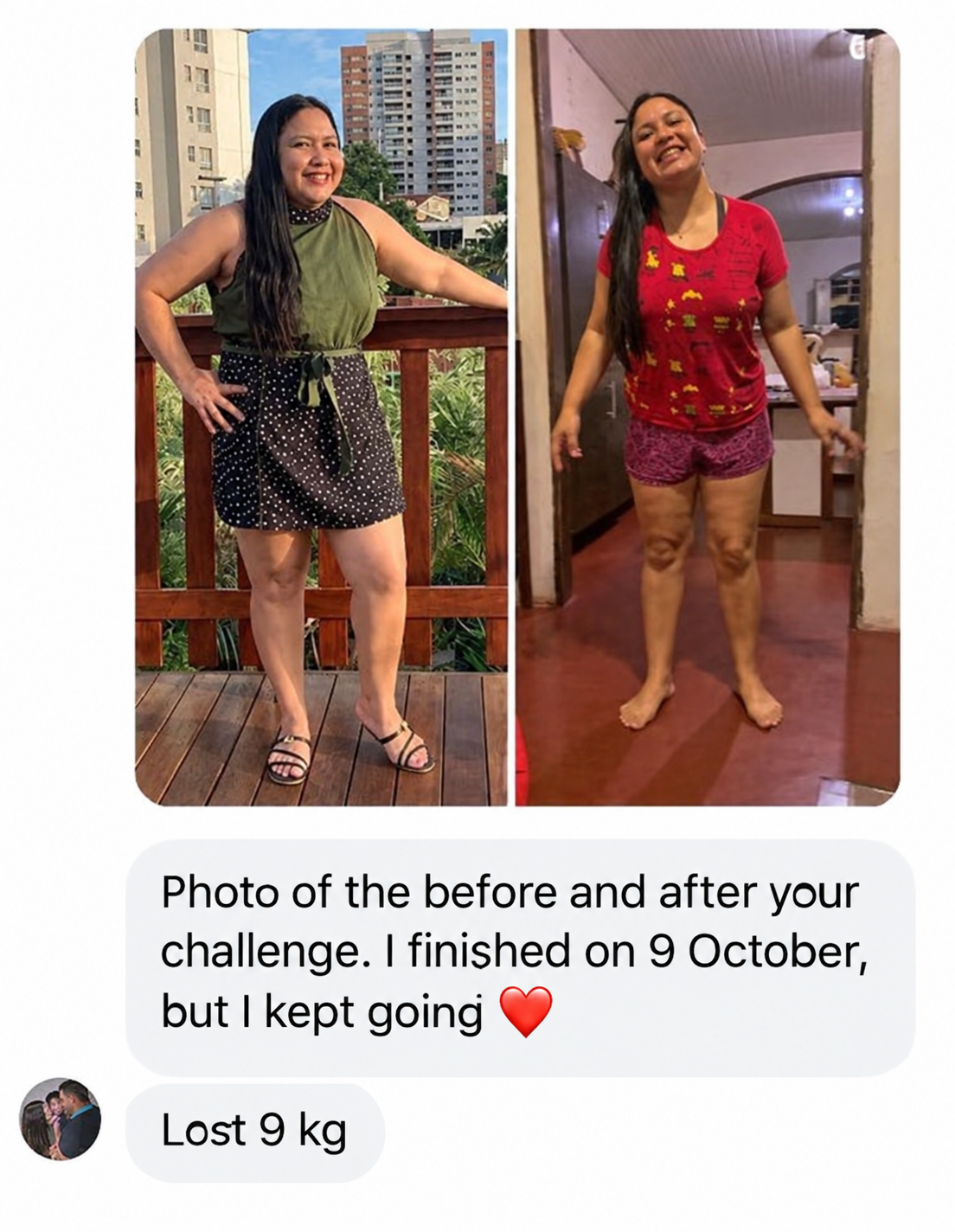 Customer-submitted progress photos and experience